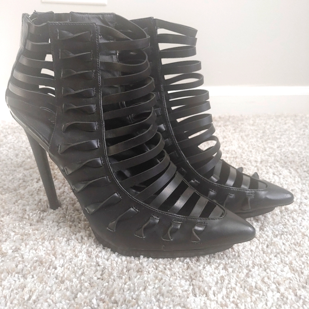 5 inch Heels! Twisted Leather Look Cutout Bootie